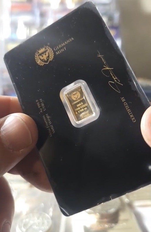 Germania Gold Bullion – 1/100 oz Gold Proof Bar In Assay Warrior Princess-SEALED