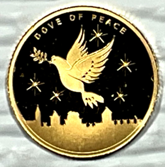 2022 Holy Land Mint Dove of Peace 1/25 oz Gold Round In Mint Capsule