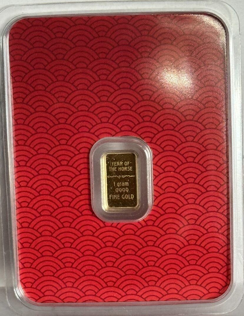 Pamp USA Lunar Series Year of Horse 1 gram Gold Bar in Card