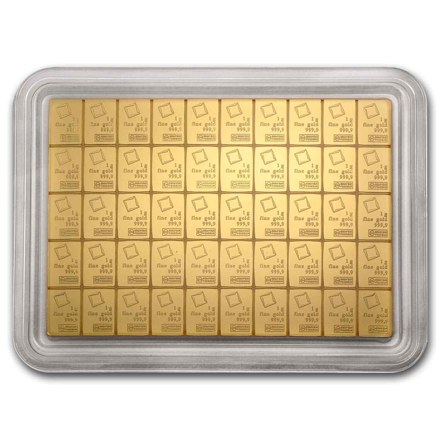1 Gram Gold CombiBar Valcambi Suisse .9999 Fine Gold Bar (From 25×1 Combibar)