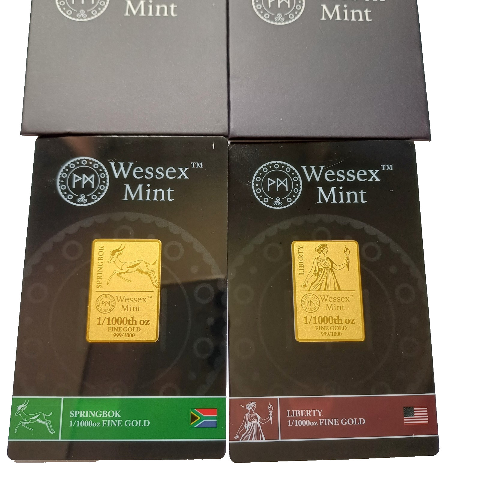 Wessex Mint 1/1000th oz x 2 Fine Gold Bars Bundle 999.9 24ct RRP 39.99 each