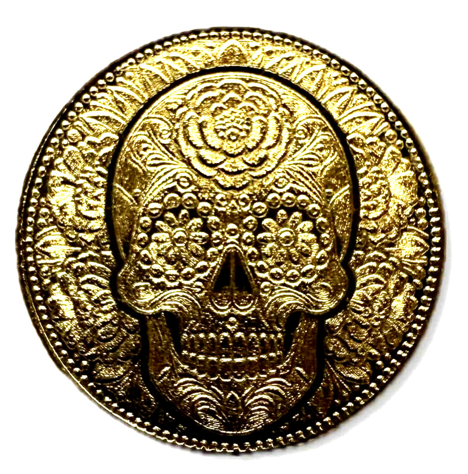LOT X 2 MONARCH DAY OF THE DEAD 1/200 OZ .9999 FINE GOLD ROUNDS IN CAPSULE BU