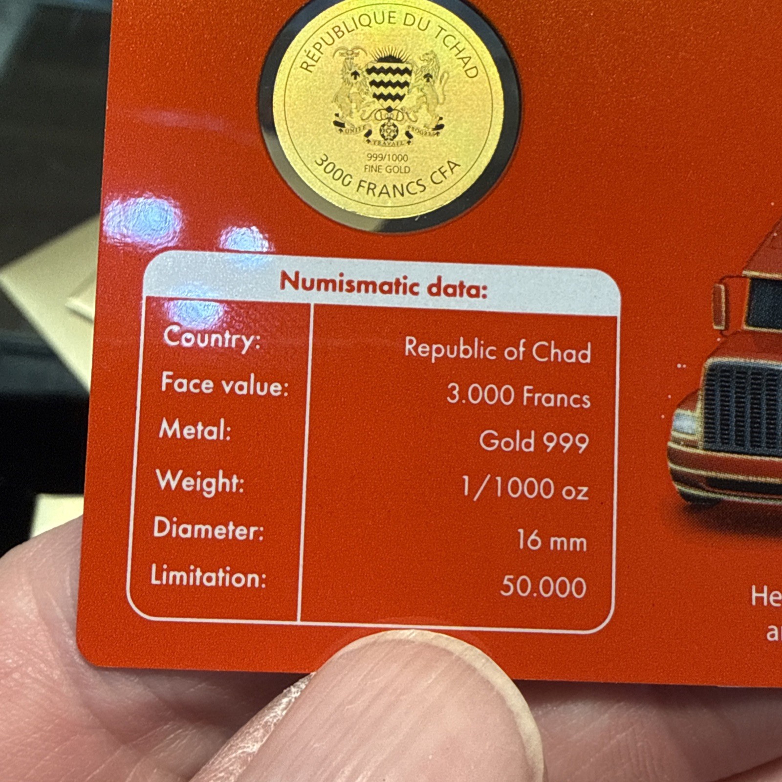 1/1000th oz Gold Coin Card The iconic Coca Cola truck with C.O.A.