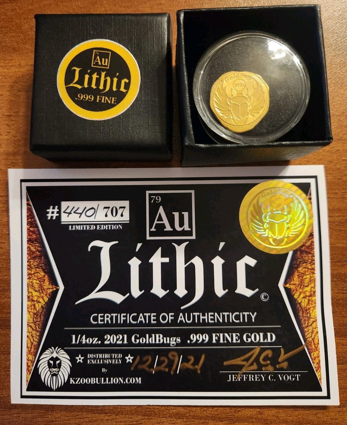 2021 1/4 oz Lithic Goldbug Scarab Round .999 Fine #440/707