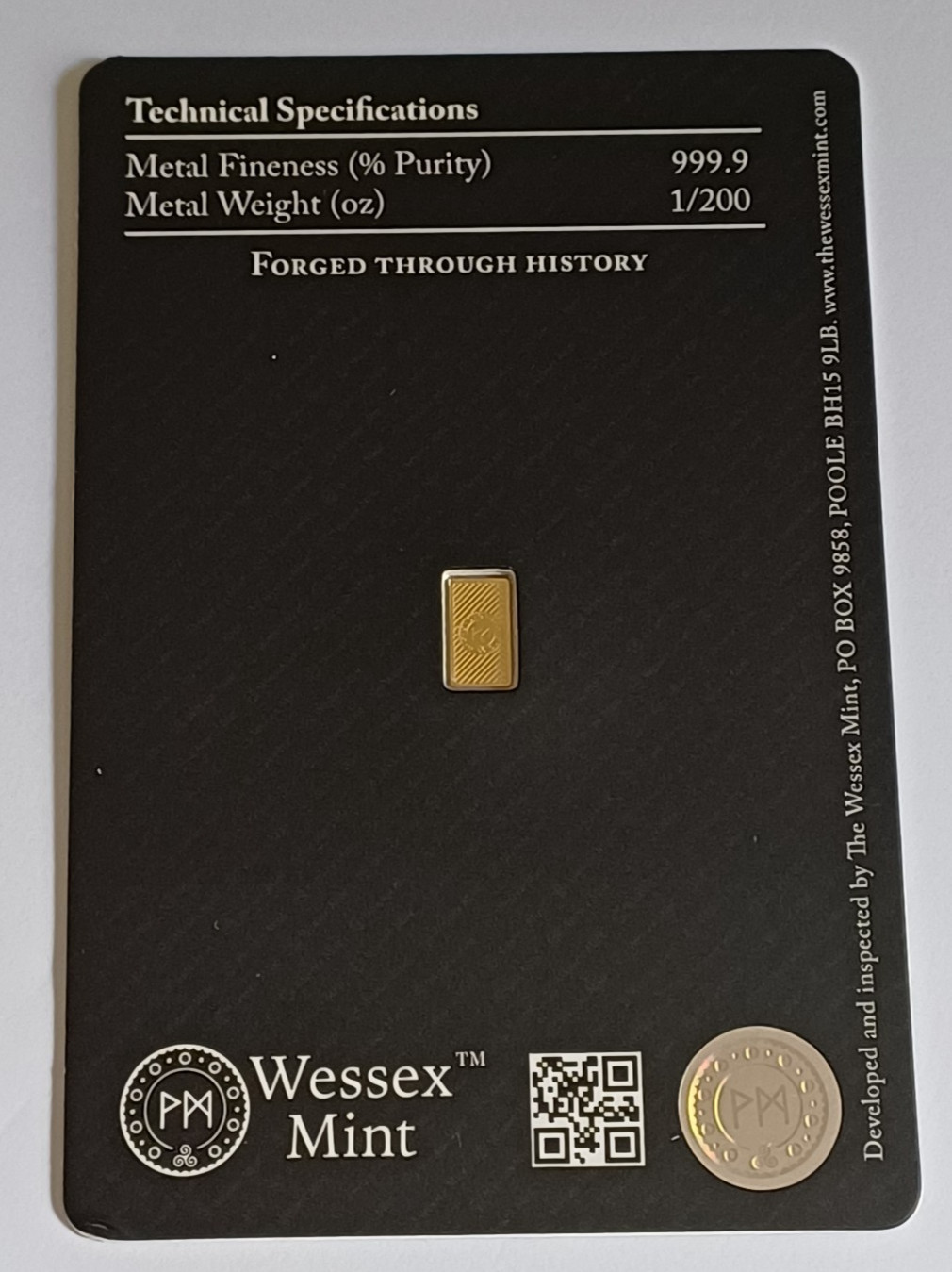 Wessex Mint 1/200th oz George & the Dragon Gold .999 Bar in Blister