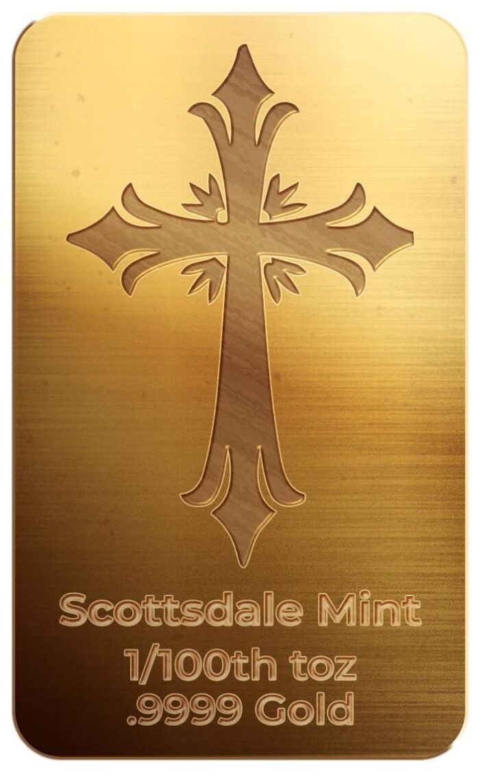 2026 Scottsdale Mint Easter Cross 1/100th Gold Bar in Certilock assay