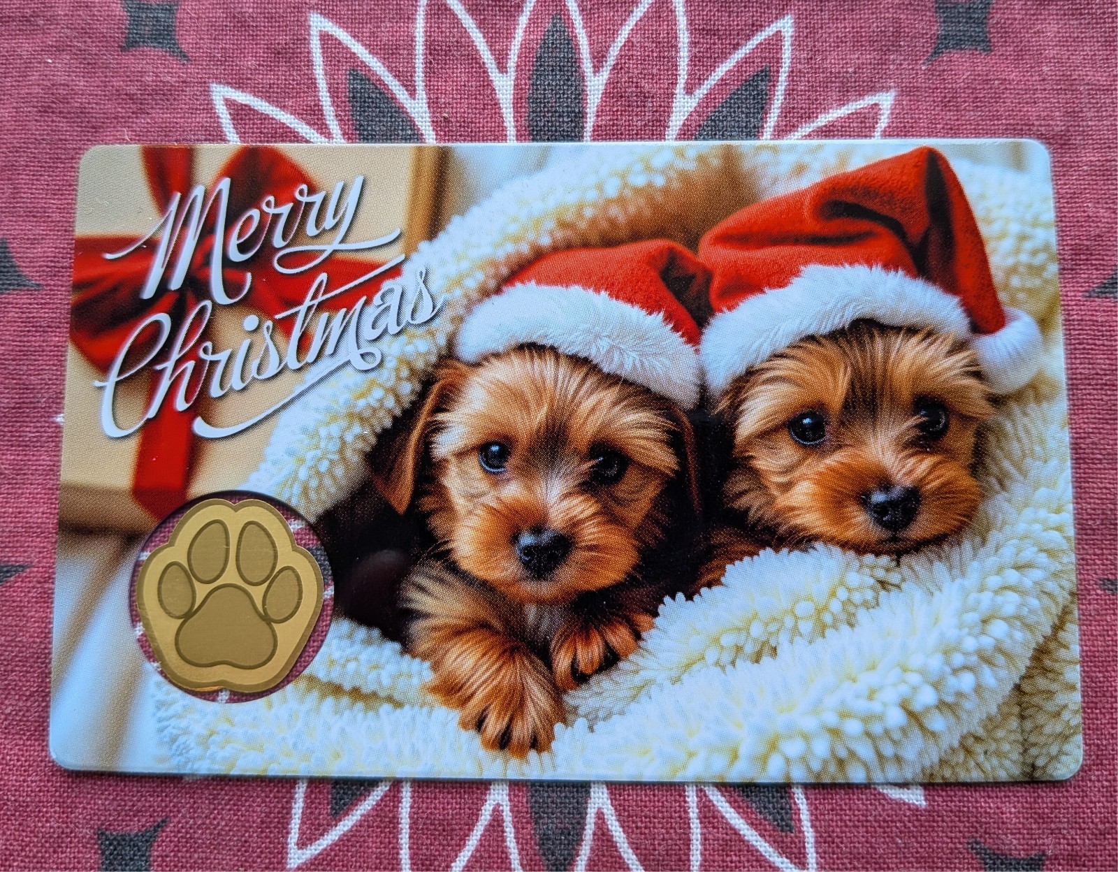 Chad Dog Paw Christmas Xmas 1/1000 Oz .999 Gold Coin in card 50k Mintage