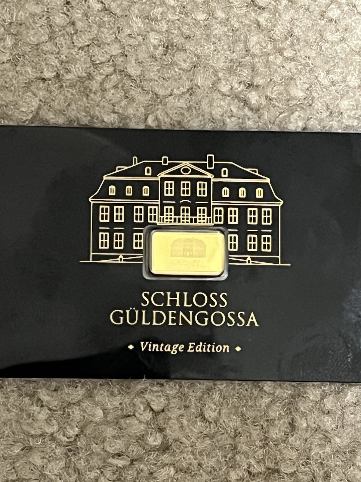 Geiger Edelmetalle AG 0.5g Gold Bar 999.9 Fine Assay Card Schloss Güldengossa