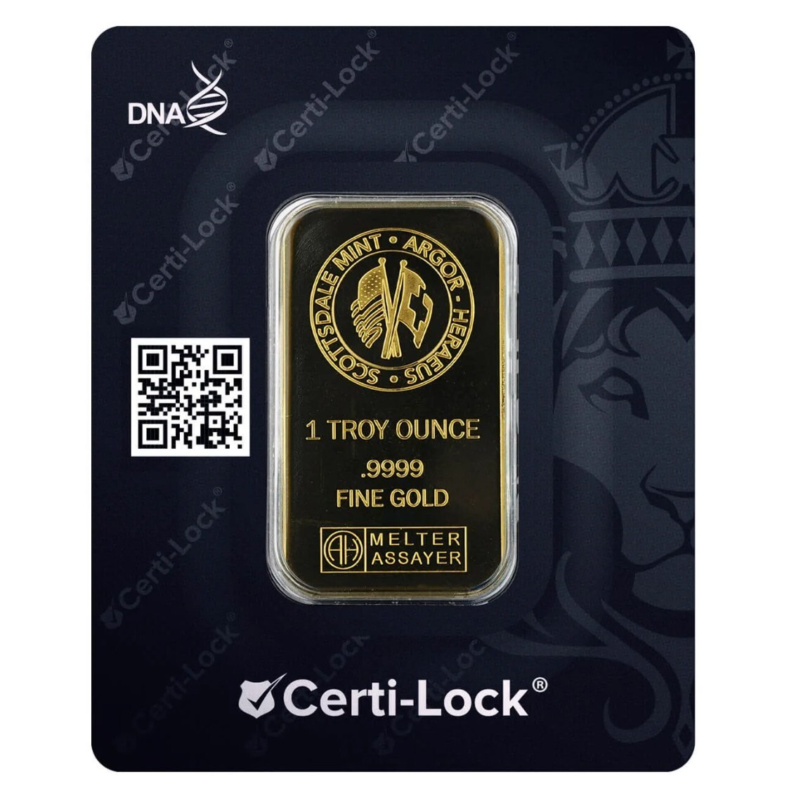 1 oz .9999 Gold Bar by Scottsdale Mint in Certi-LOCK COA #A389