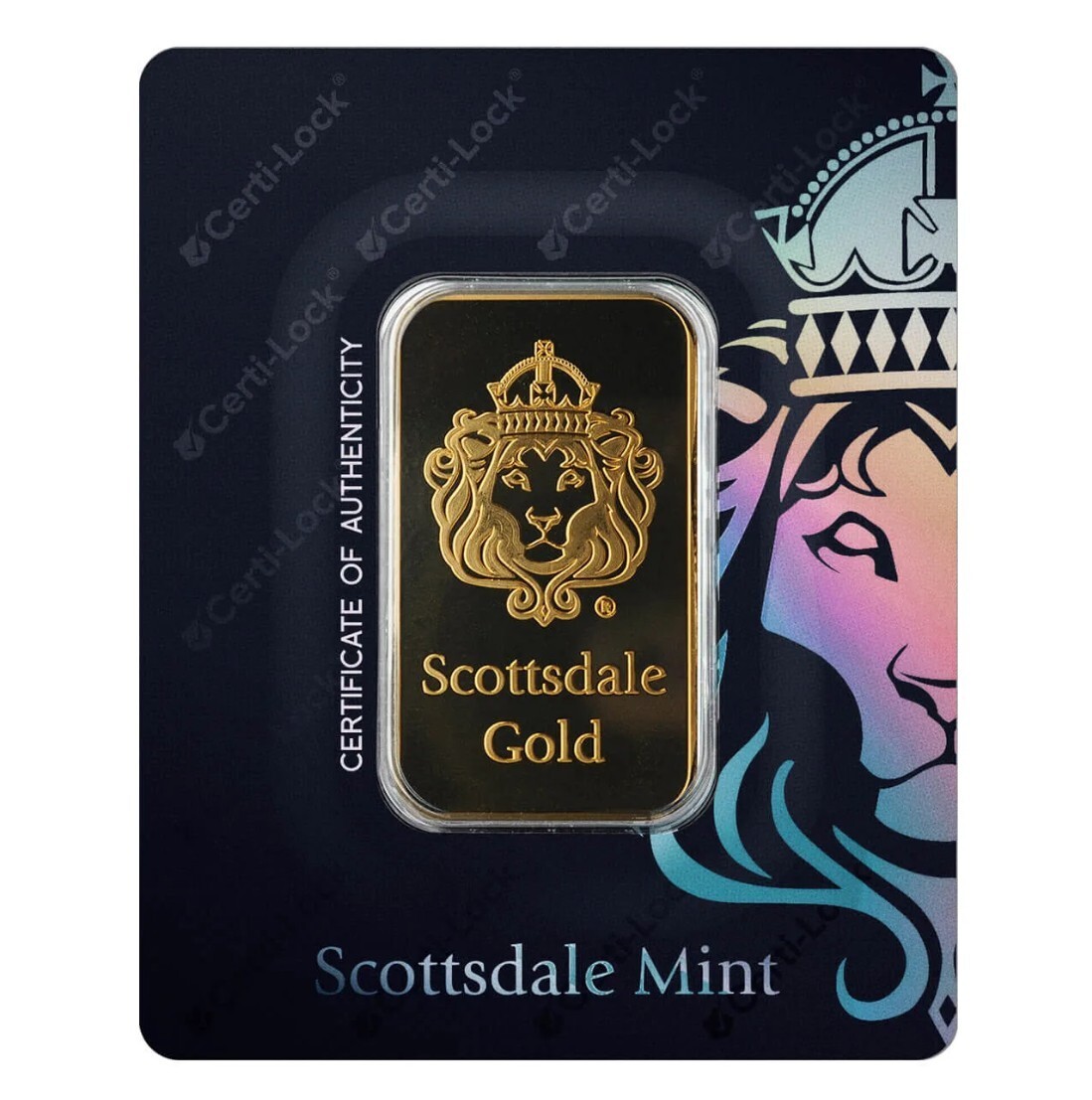 1 oz .9999 Gold Bar by Scottsdale Mint in Certi-LOCK COA #A389