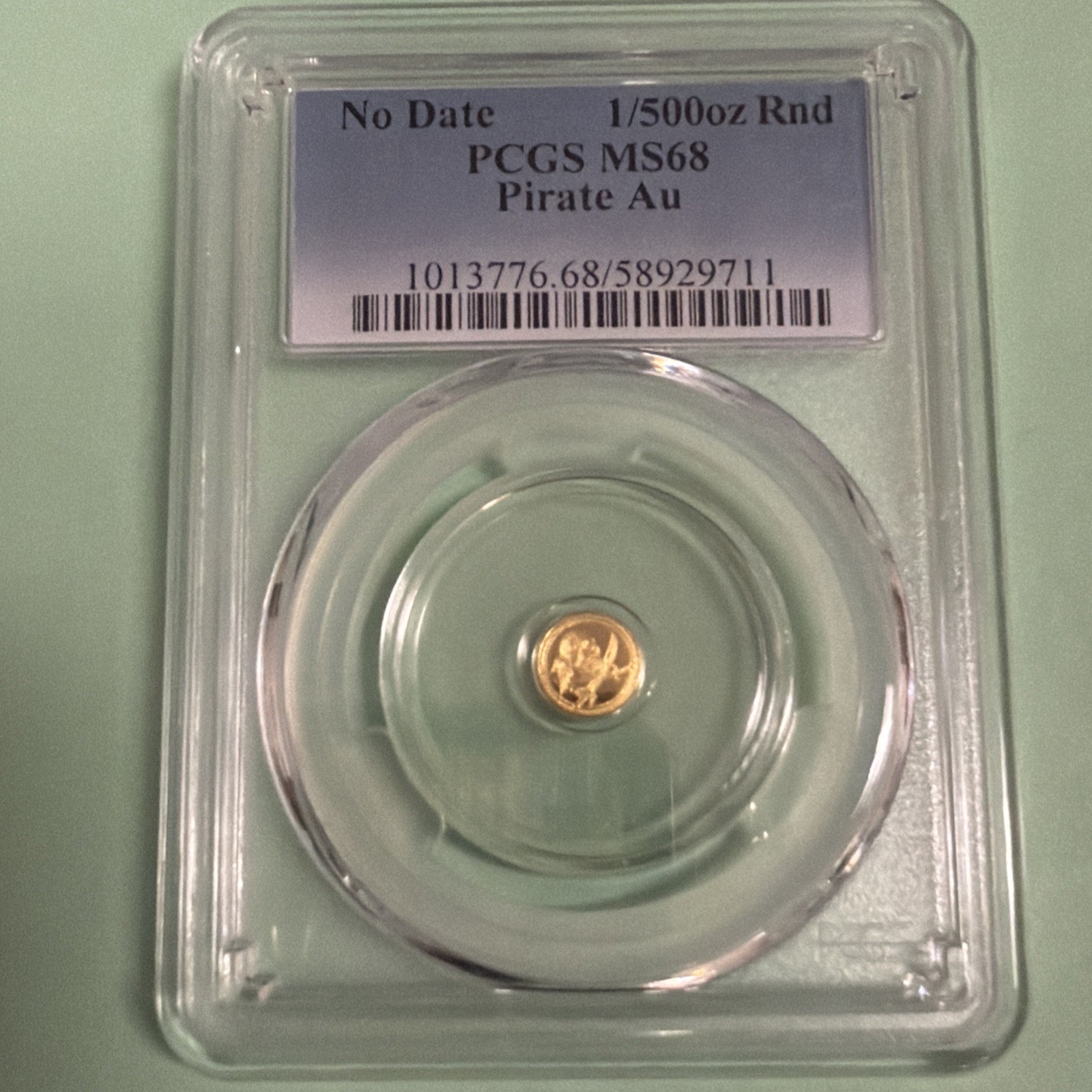 Pirate’s Gold 1/500th oz Gold Round – Gold Composition – ICG MS68 PCGS