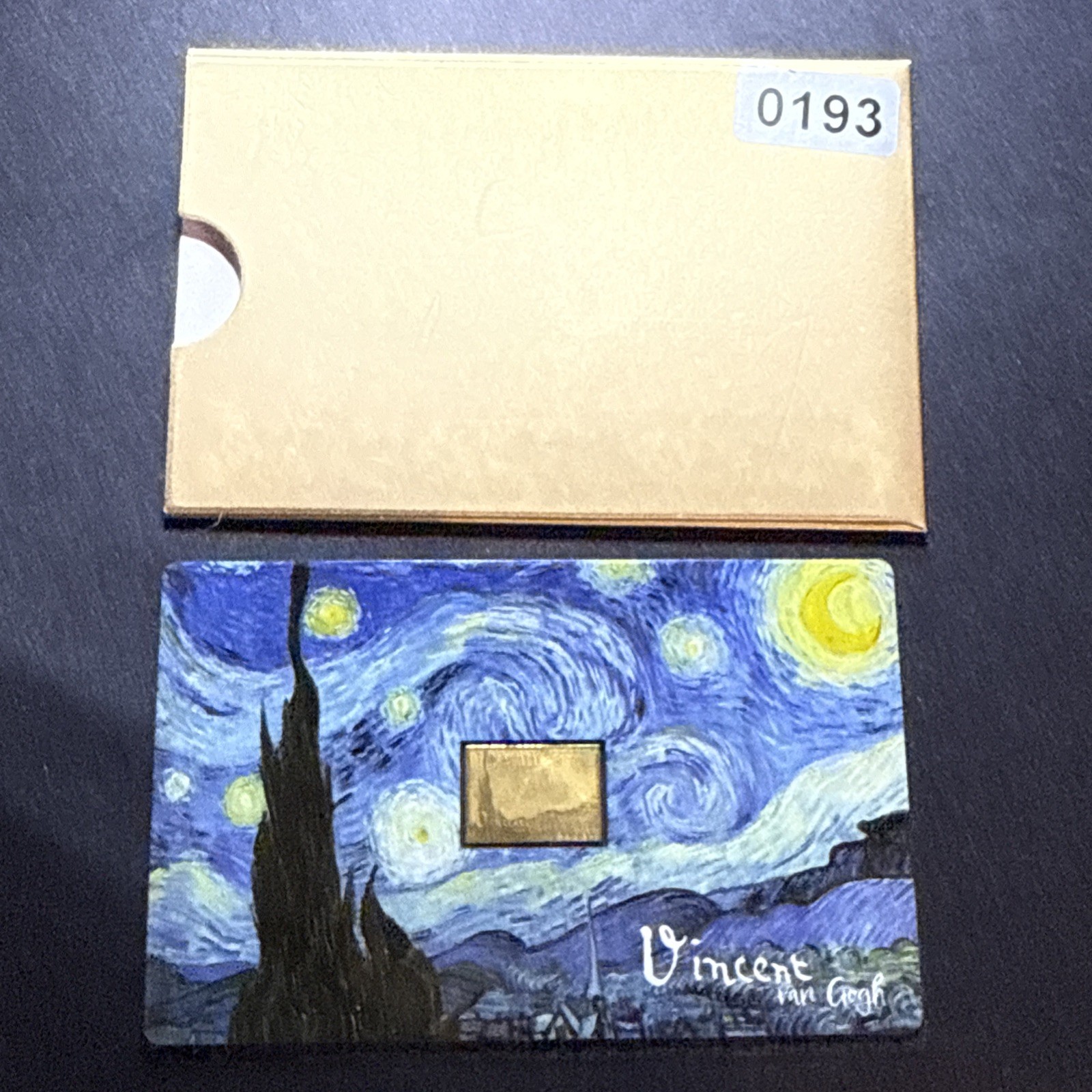 2025 Vincent Van Gogh Starry Night 1/1000Oz .999 Gold Coin card 3000 Francs Chad