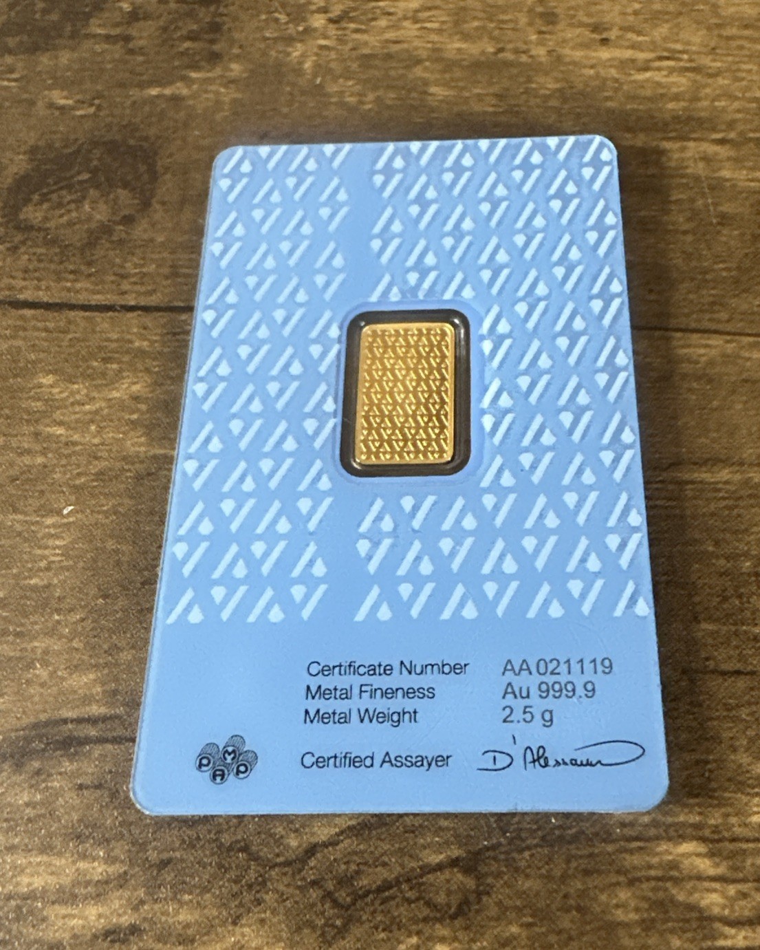 2.5 Gram .999 Fine Gold Acre Bar Assay Original Fast Shipping
