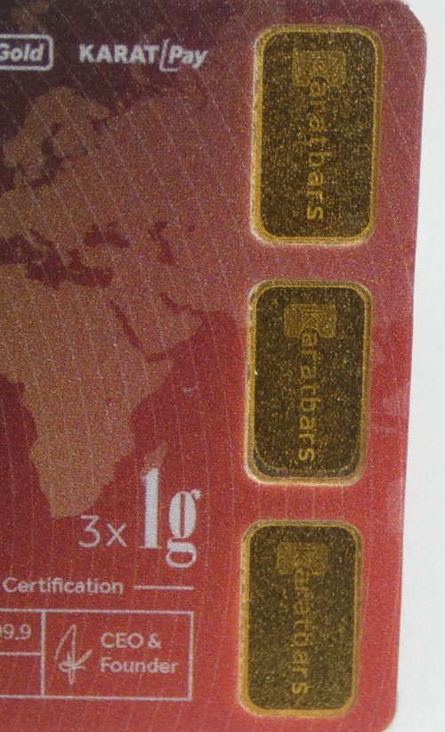 Karatbars International GmbH 3 Gram .9999 Fine Gold in Assay Card
