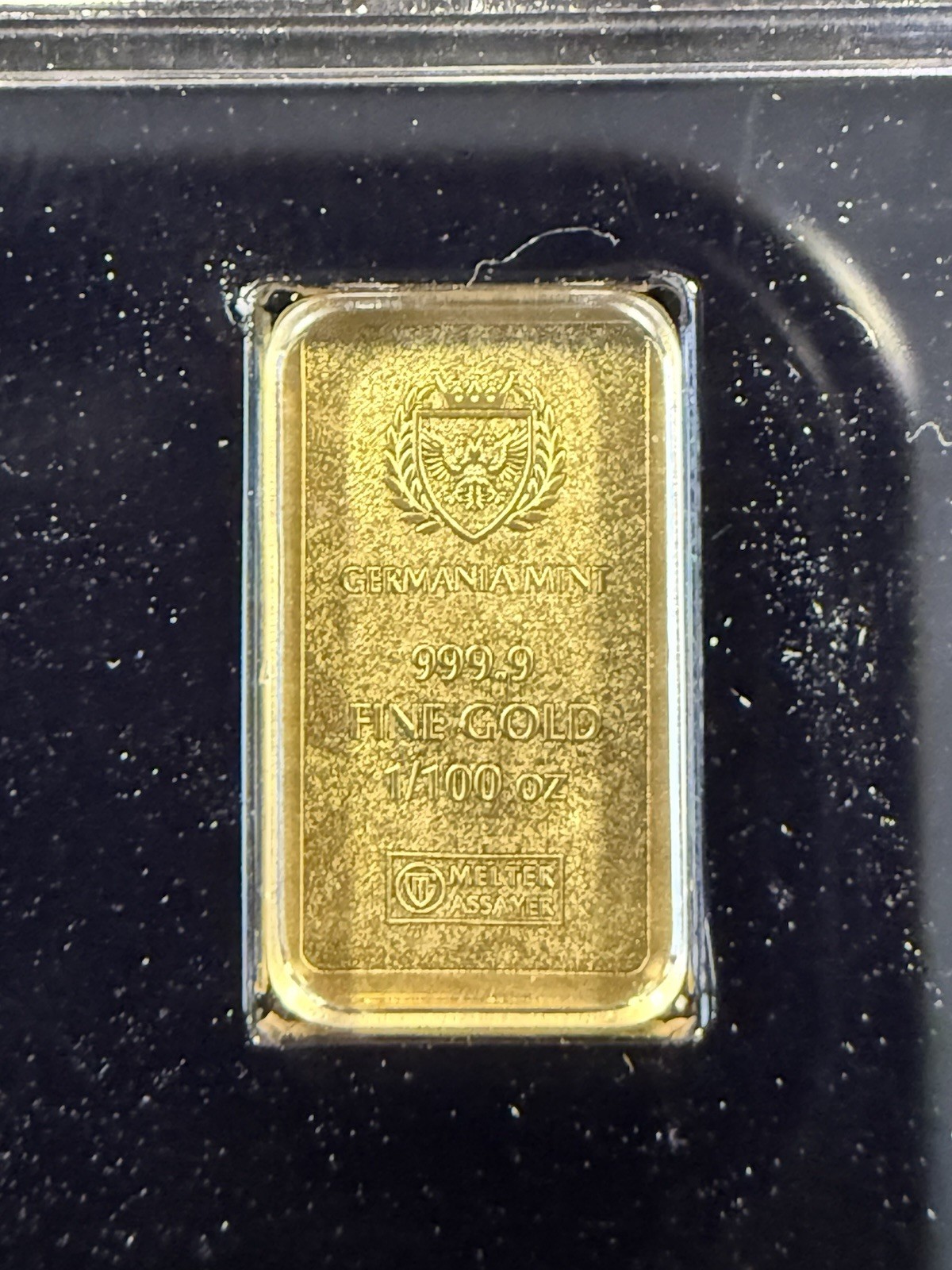 Germania Mint 1/100oz .999 Gold Bar In Holder Fractional Gold Item #531