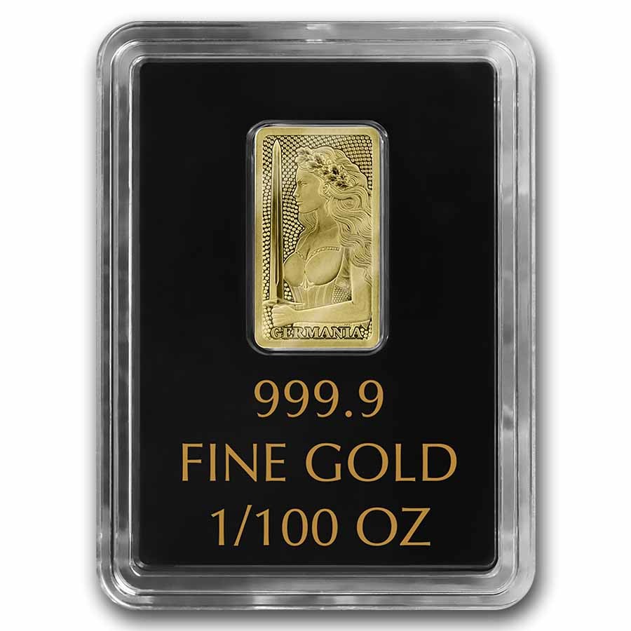 1/100 oz Gold Bar – Germania Mint (In Capsule)