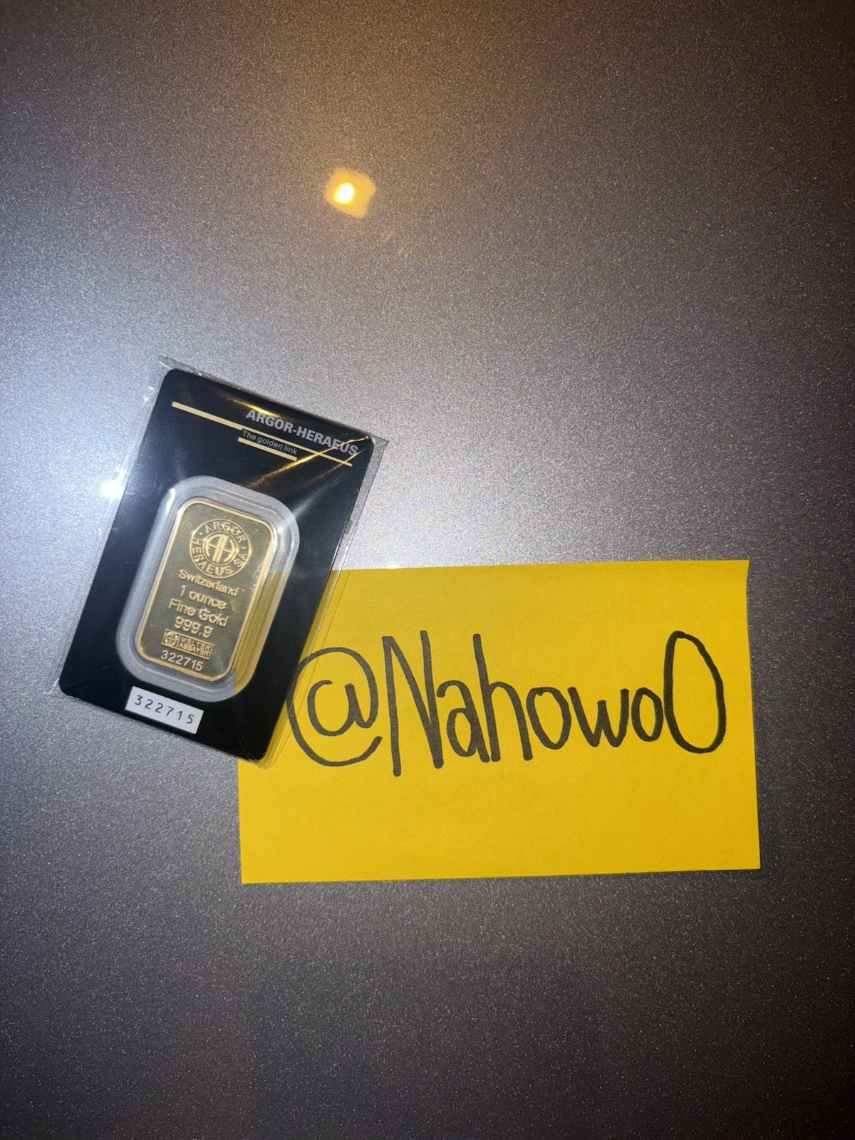 Argor-Heraeus 1 oz Gold Bar 999.9 Fine Gold in Sealed Packaging