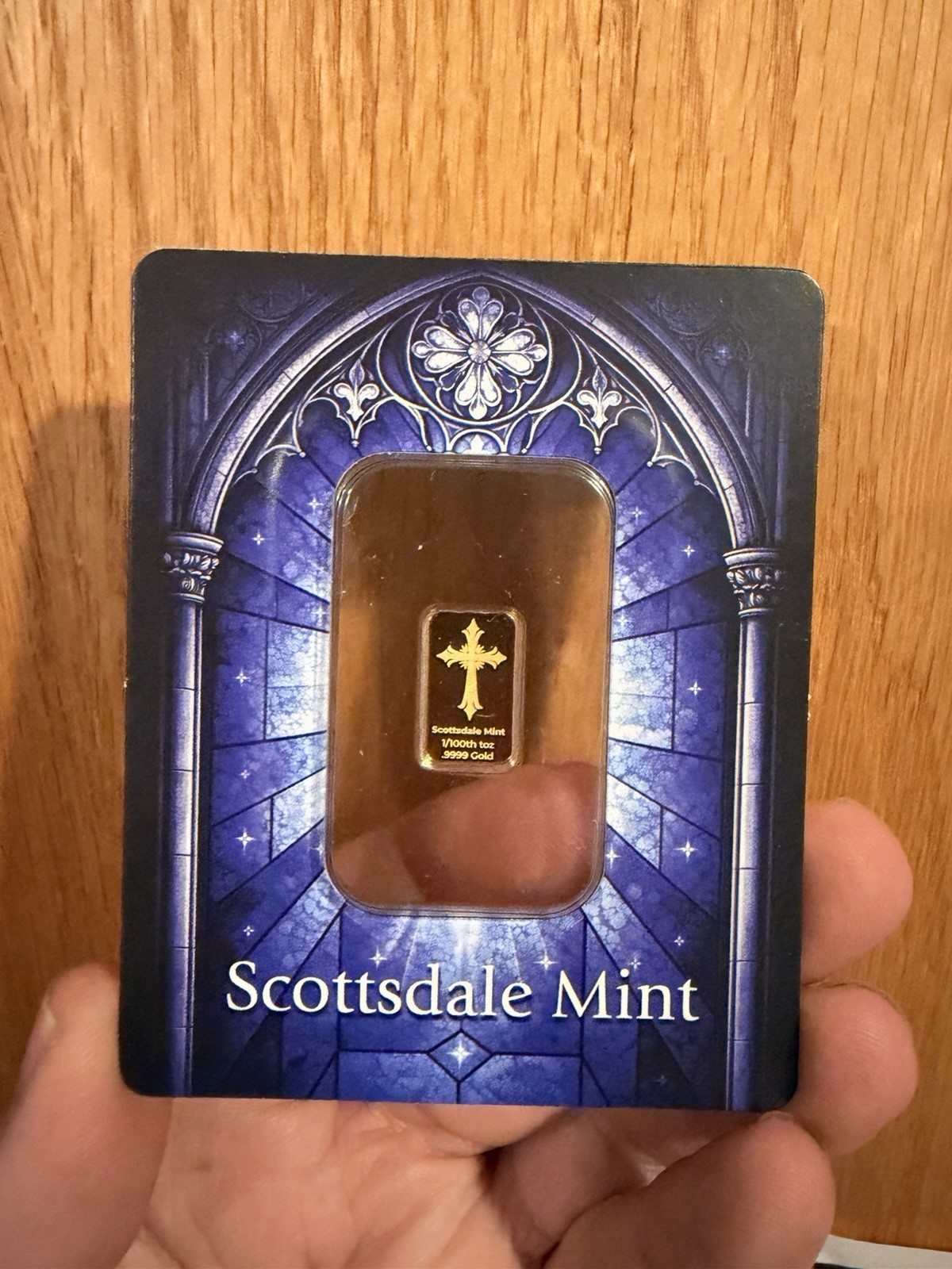 Scottsdale Mint 1/100 oz 24Kt Gold Bar Easter Cross Collectible Sealed In Assay