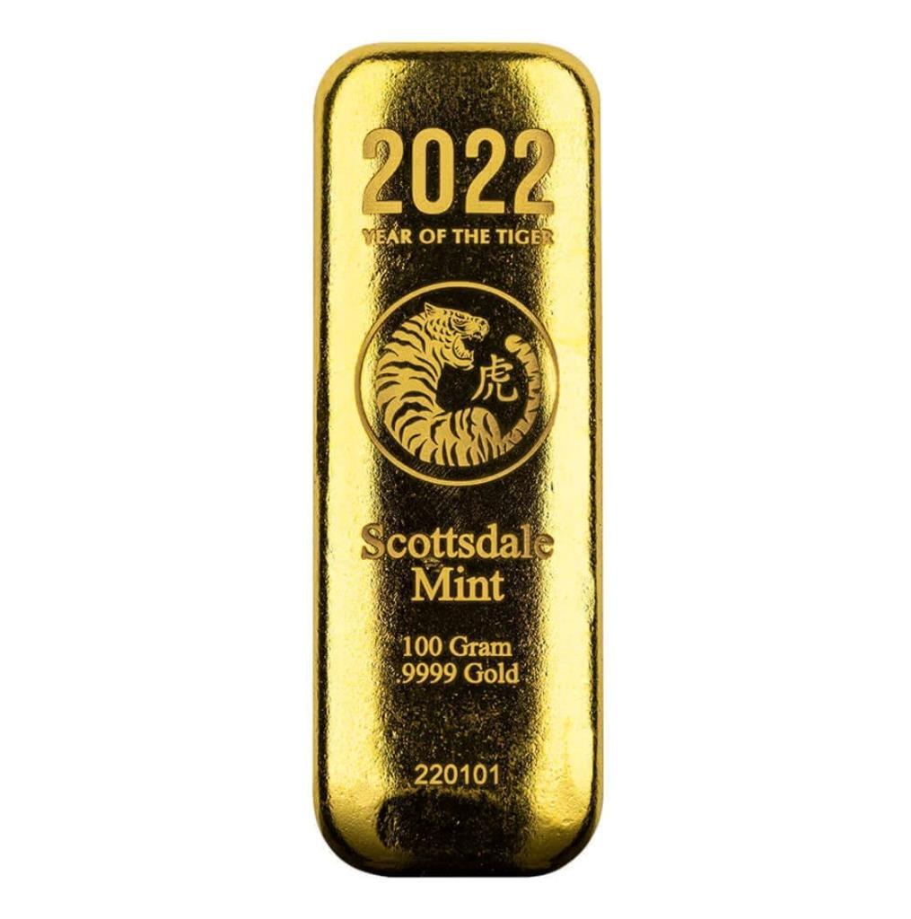 100 gram Gold Bar – Year of the Tiger 3.2150 oz Gold Bullion Bar #A499