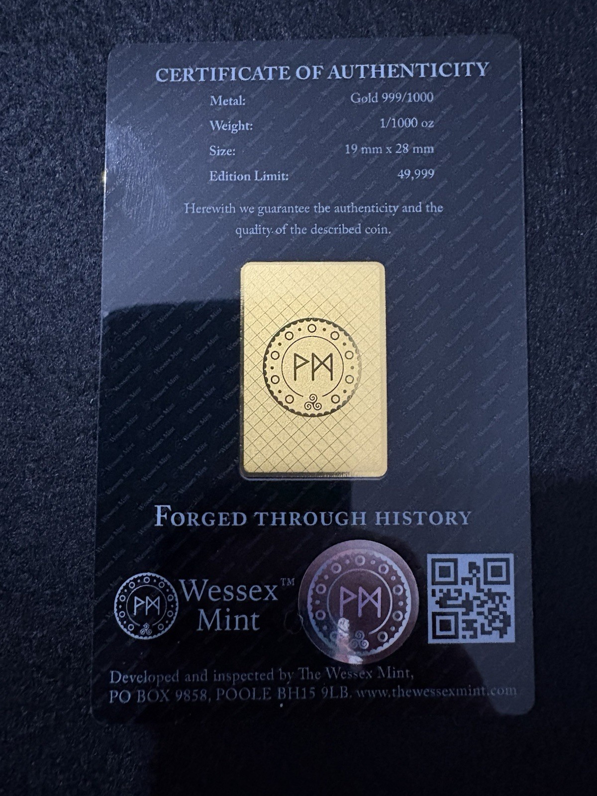 Wessex Mint 1-1000 Gold Libertad 999.9 Fine Gold