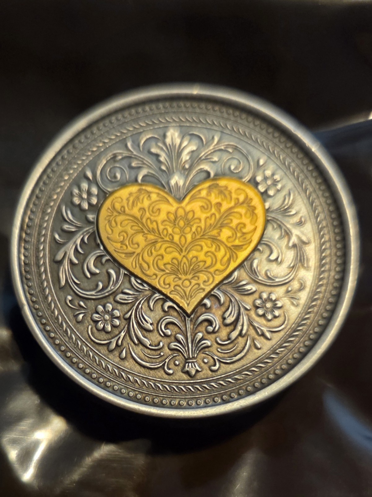 1/10oz Gold 3oz Silver Lucky Rips High Roller Roulette Wheel Hearts #19