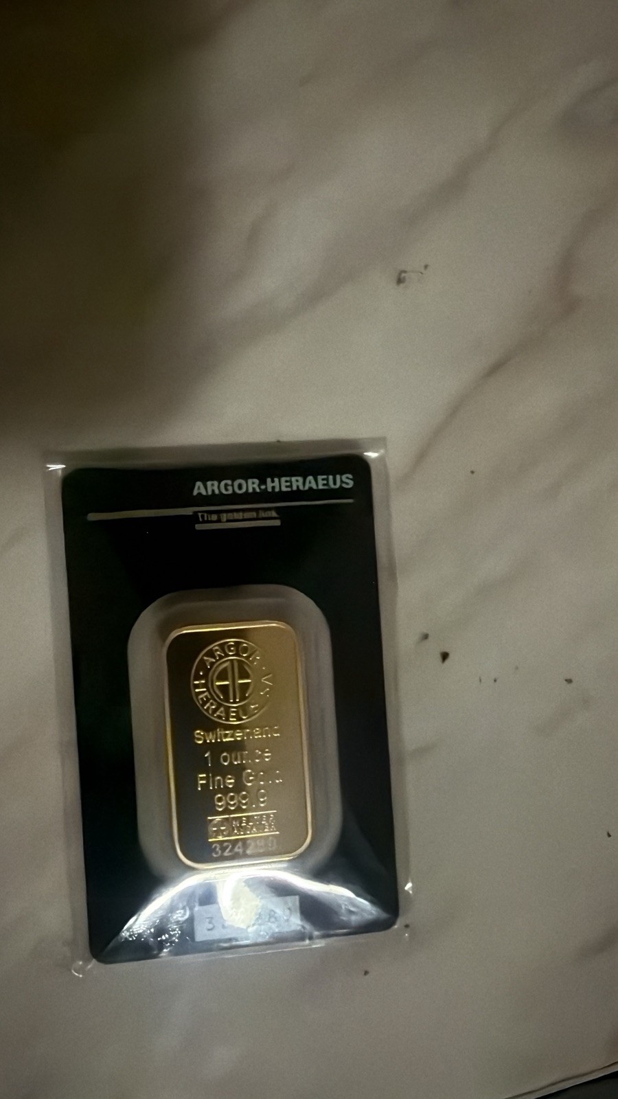 Agor-Heraeus Pure Gold Bar 1oz 999.9 Fine Gold Bullion