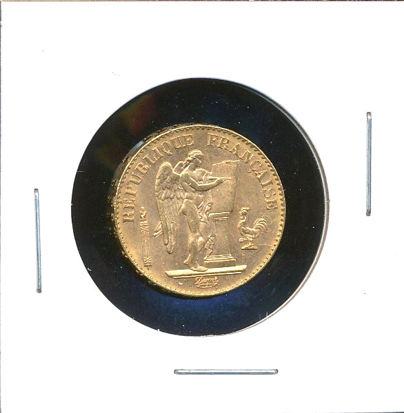 1898 A France .1867 Oz Gold 20 Franc French Lucky Angel AU+ Almost Uncirculated