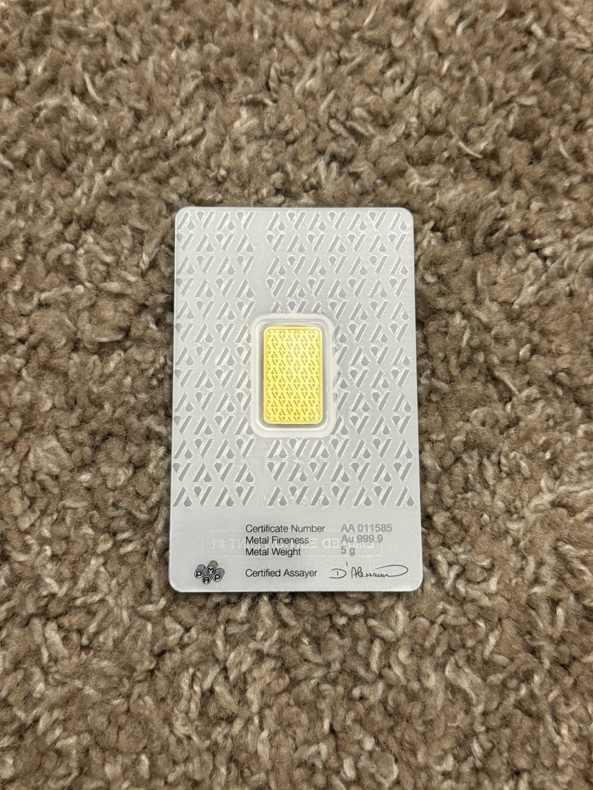 ACRE 5 Gram Gold Bar in a Sealed Protective Assay Package