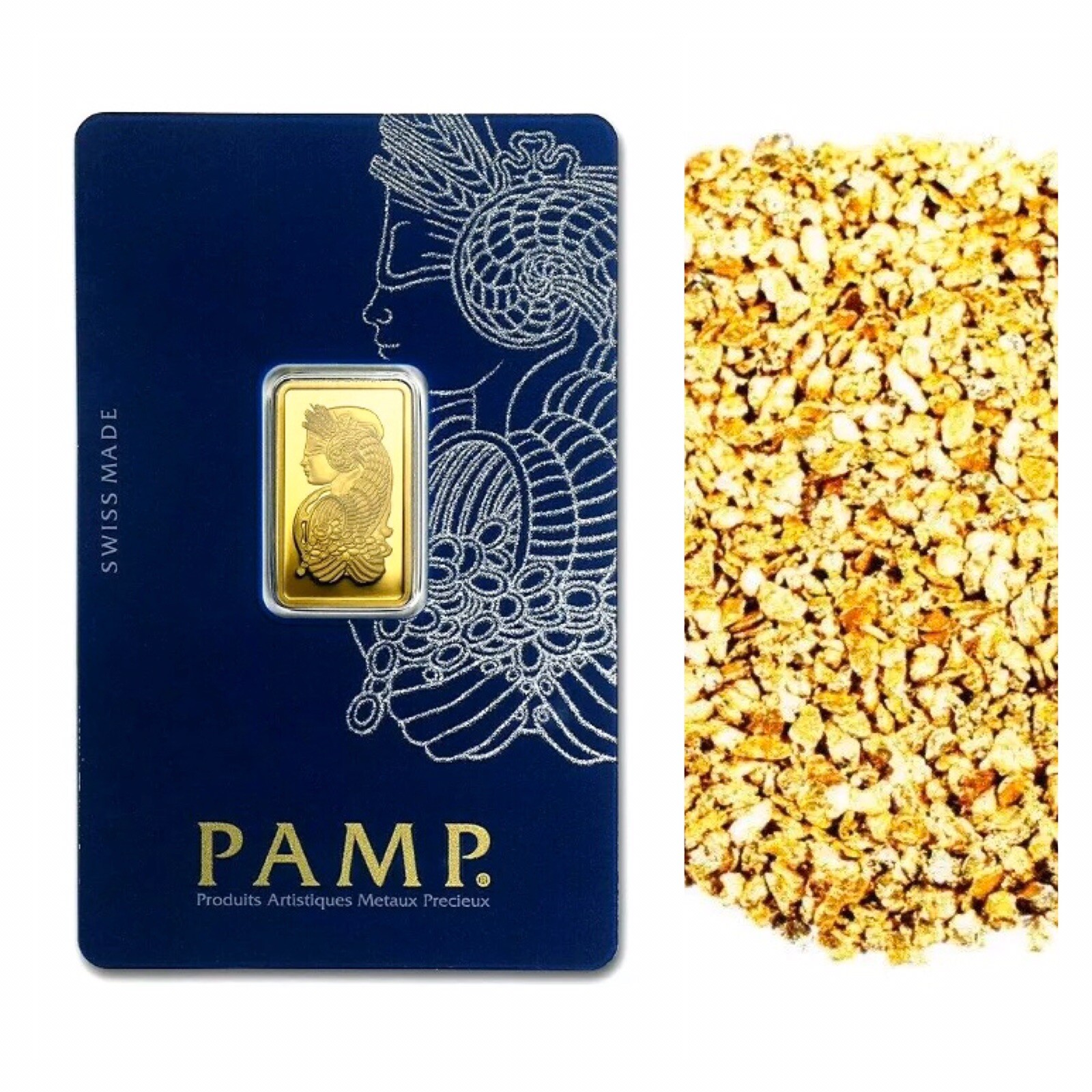 5 G PAMP SUISSE .9999 LADY FORTUNA GOLD BAR + 10 PIECE ALASKAN PURE GOLD NUGS