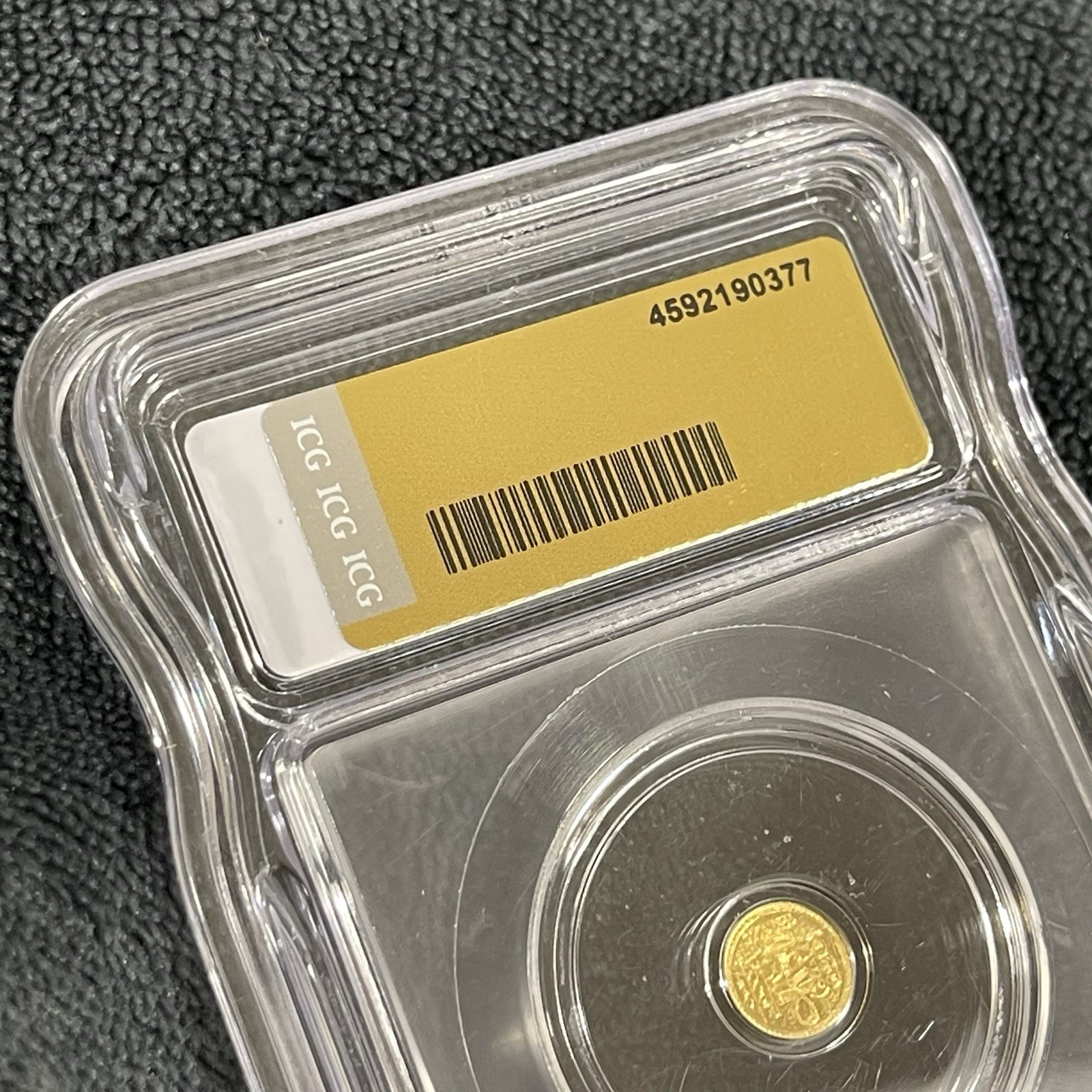 ICG MS70 Eye of Ra Gold Round ND Ultra Gem Slabbed Cert 4592190377 1/500oz