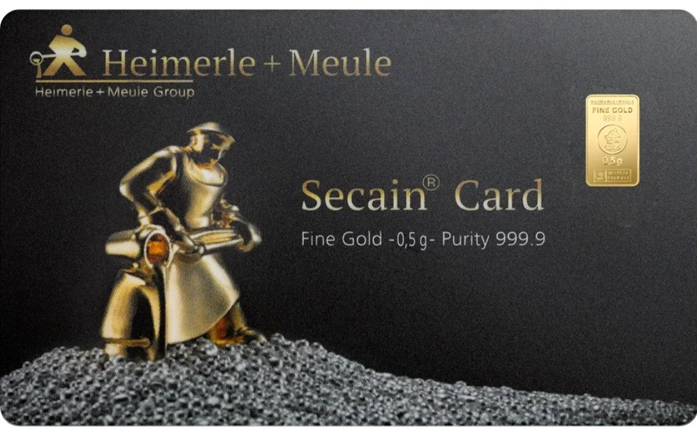 Gold Bar 0.5 Gram HEIMERLE + MEULE 999.9 1/2g Gold Secain Card LBMA Certified