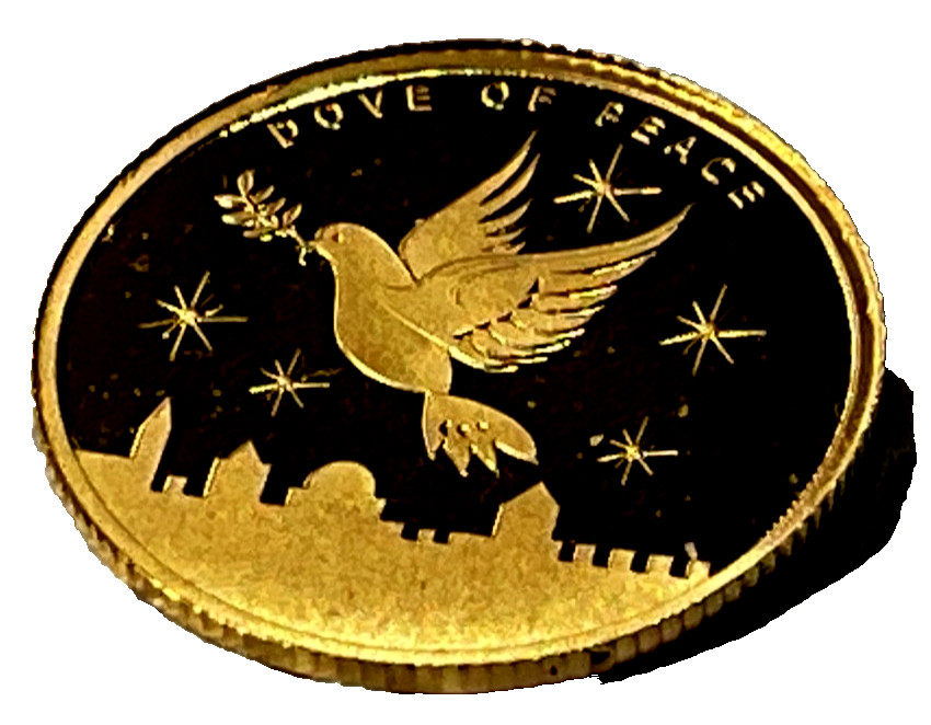 2022 Holy Land Mint Dove of Peace 1/25 oz Gold Round In Mint Capsule