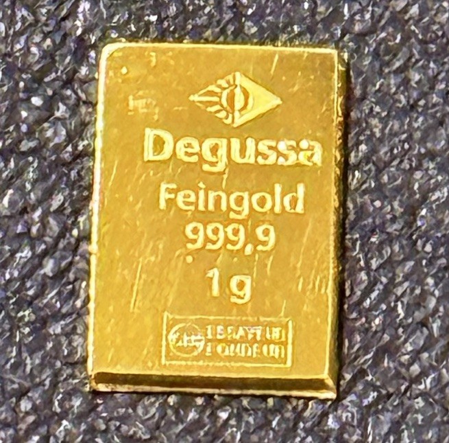 Rare 1 Gram .9999 Degussa Feingold Gold Bar No Longer Produced German Gold Bar!