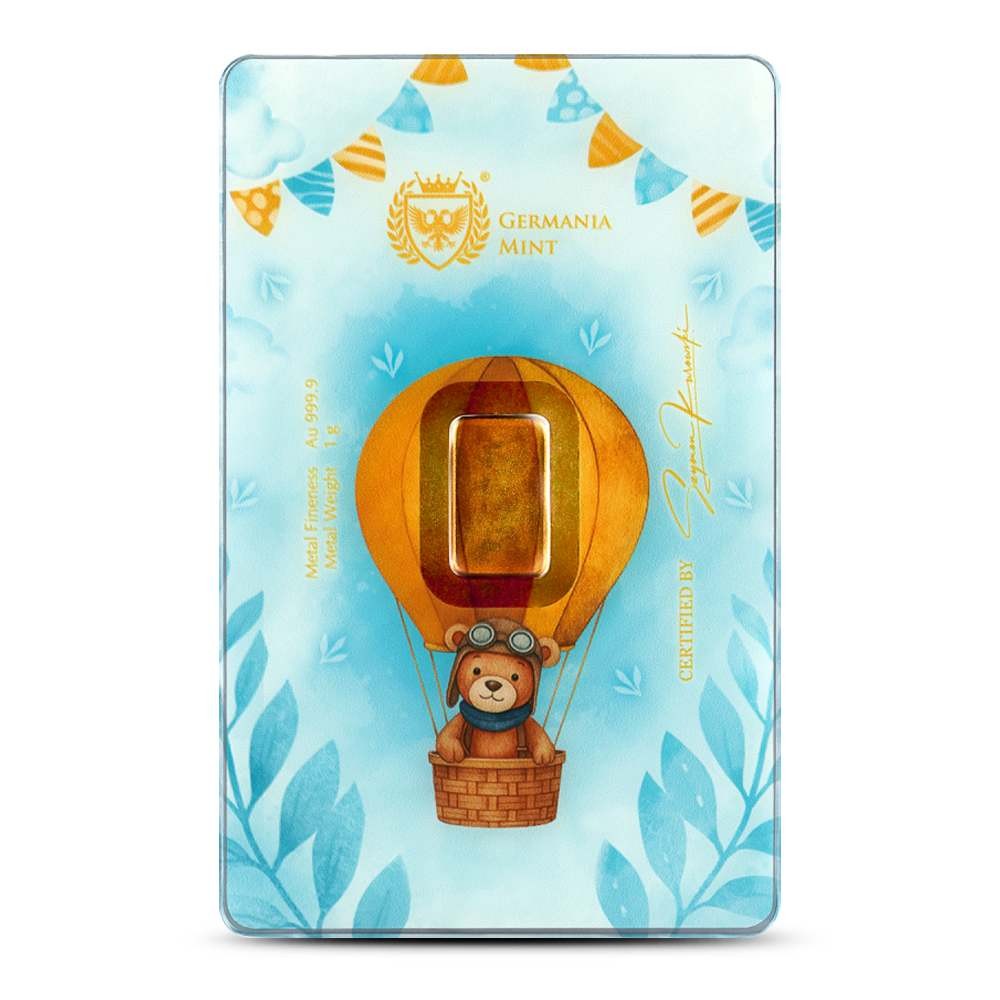 1 Gram Germania Mint Newborn Boy Gold Bar (New w/ Assay)