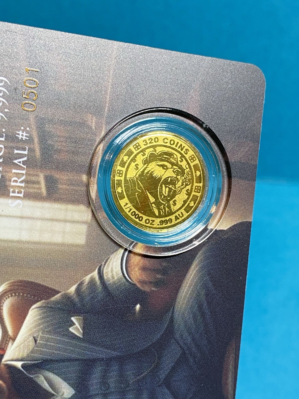 Gangster Mob Bear Gold 1/1000 Oz 999 Fine Round in COA Card