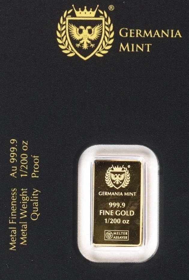 2026 Lady Germania Mint Minted 1/200oz Gold Bar W/Assay Card Uncirculated Proof
