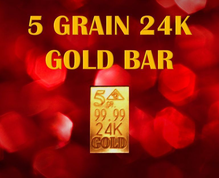 Gold BAR ACB 99.99 FINE 24k BULLION PURE 5Grain SOLID Gold Comes w/Certificate