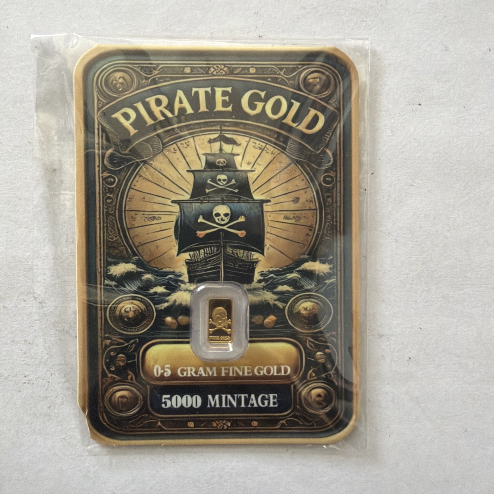 Pirate Gold 0.5 Gram .999 Fine Gold Bar 5000 Mintage Sealed Collectible