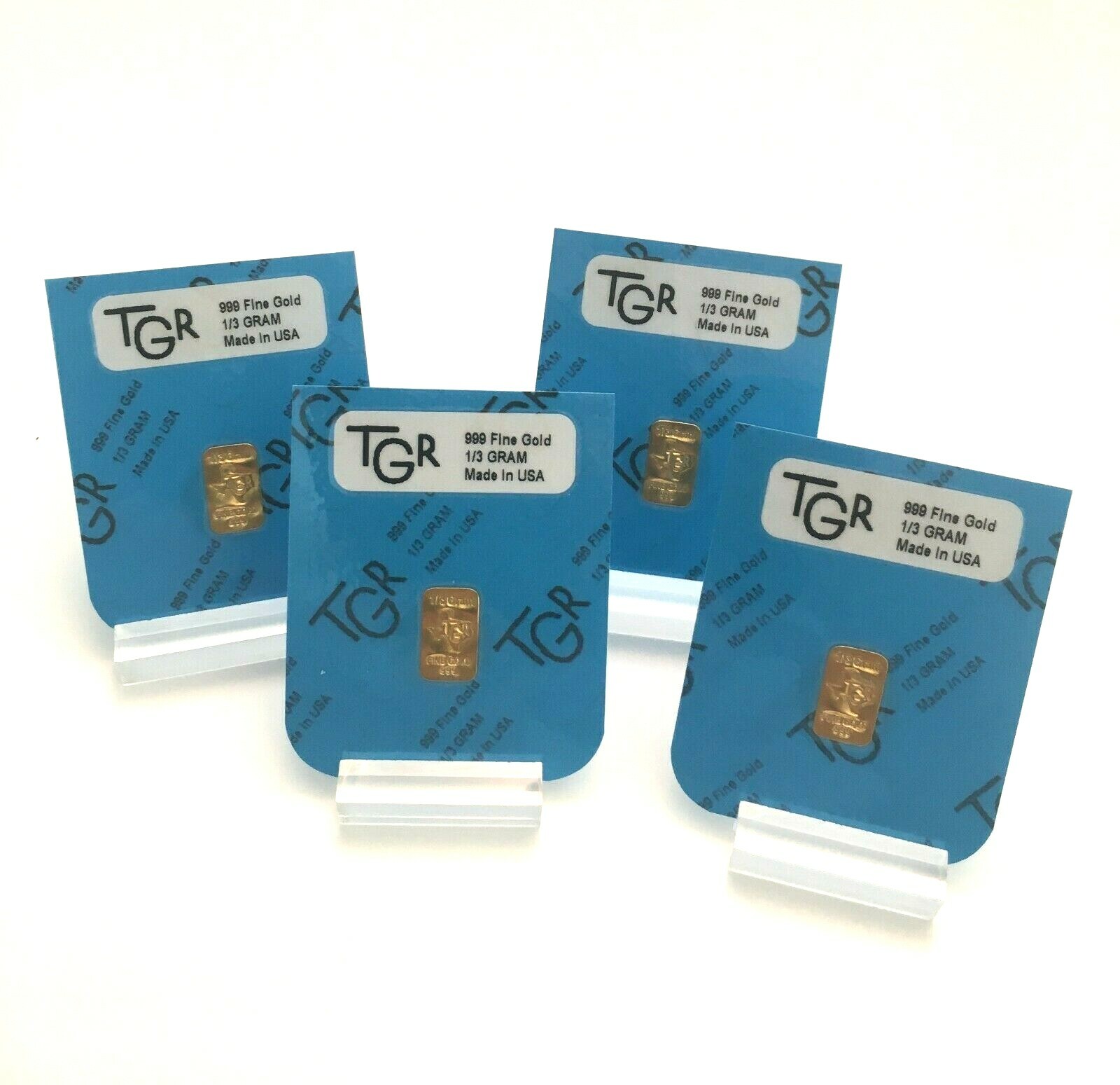 GOLD 1/3 GRAM G 24K PURE TGR PREMIUM BULLION (4X) BAR 999.9 CERTIFIED INGOT LOT*