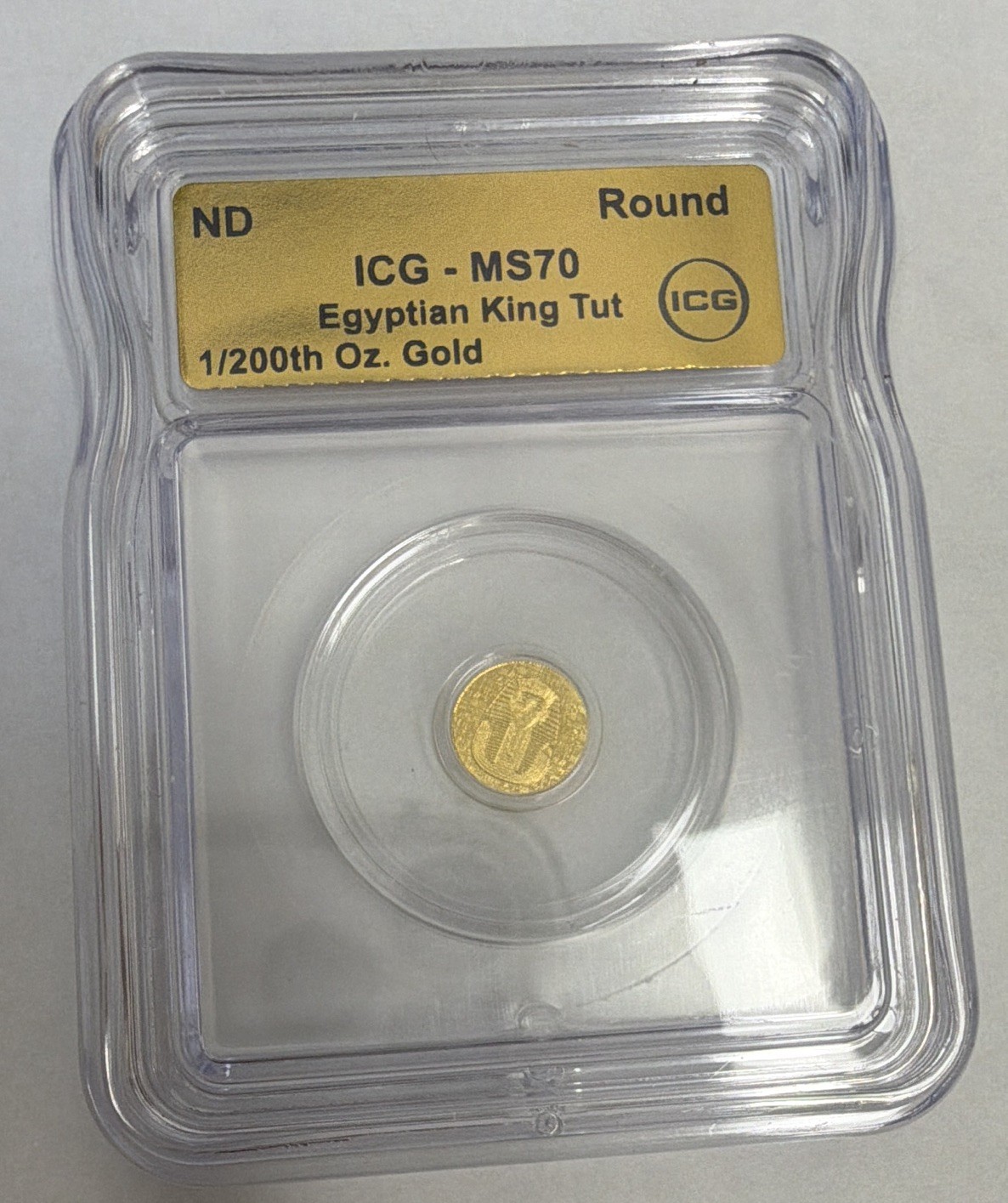 ICG MS70 Egyptian King Tut Gold Round 1/200th oz (ND)
