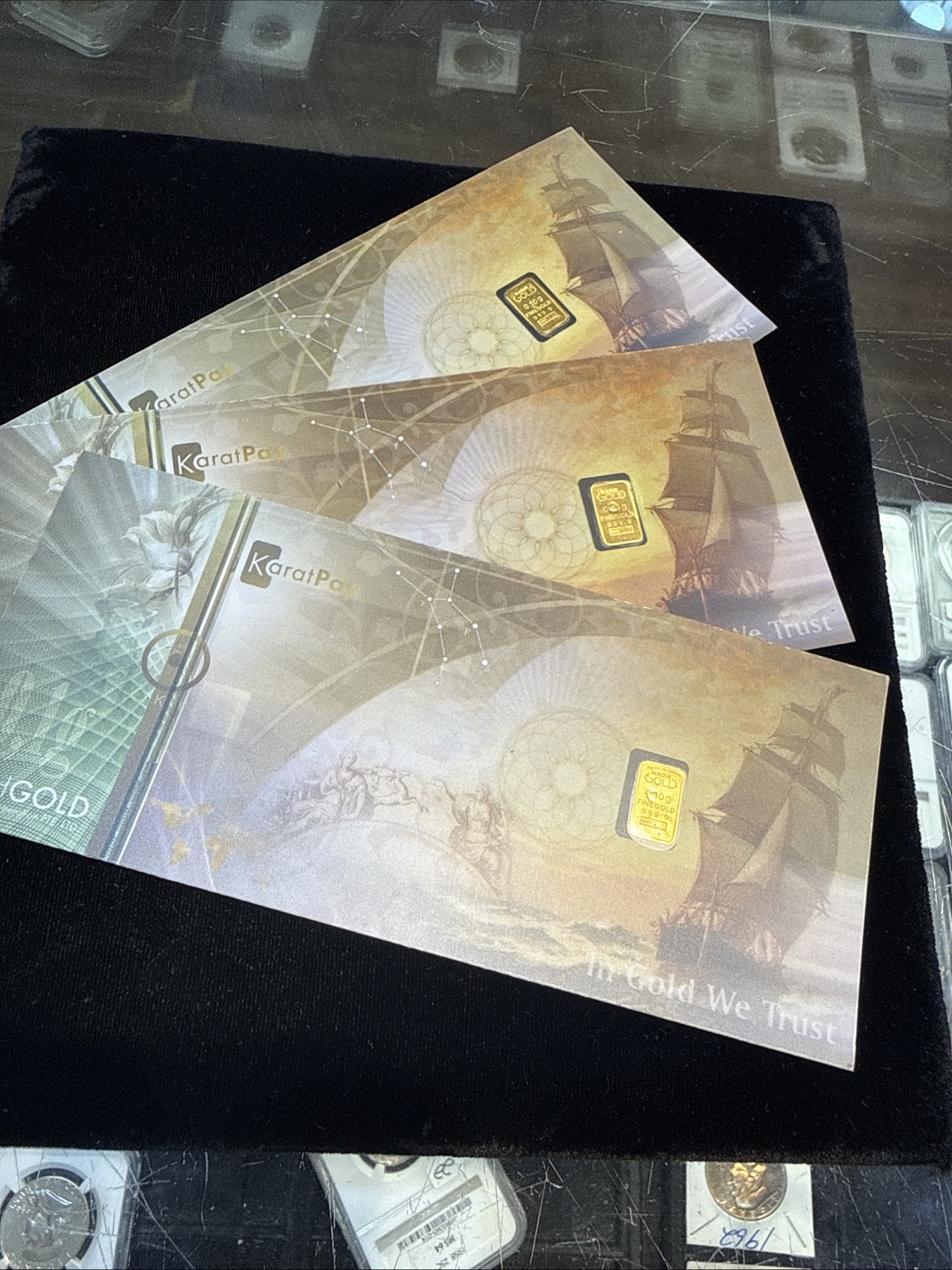 KARATBARS .1 GRAM .9999 FINE 24K GOLD BARS KARATPAY 1/10G SET OF 3