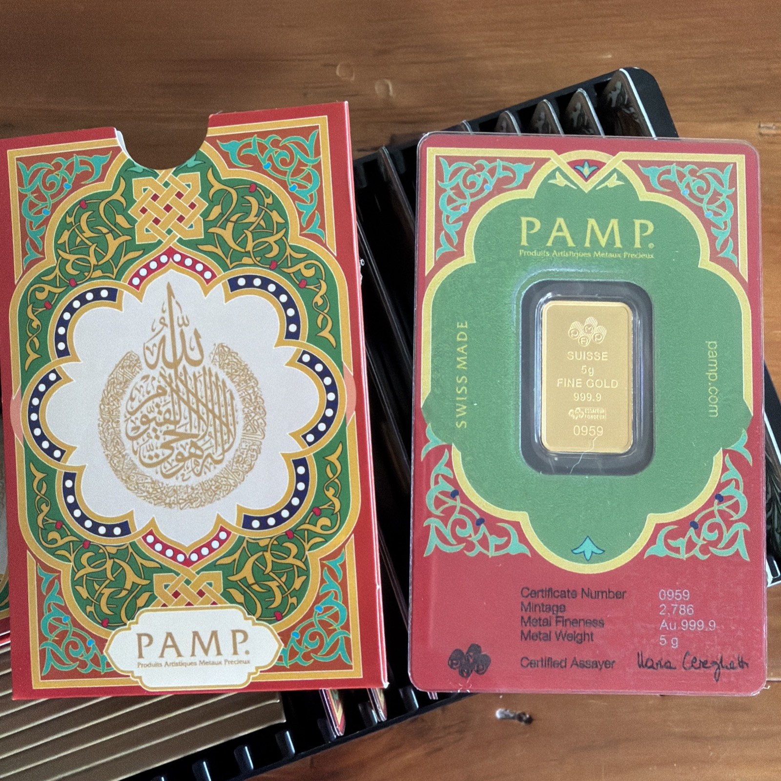 PAMP Suisse Ayatul Kursi 5 gram Gold Bar-ONLY 400 to USA, 2786 minted worldwide