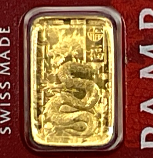 PAMP Suisse Good Luck Dragon 1 Gram .9999 Gold Bar Multigram Year Of The Dragon
