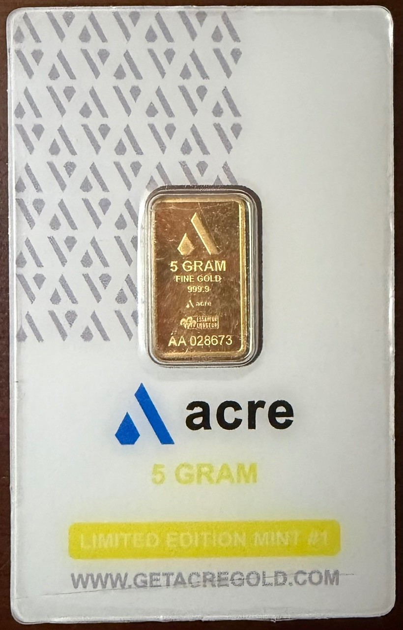 5 Gram 999.9 Gold Acre Bar
