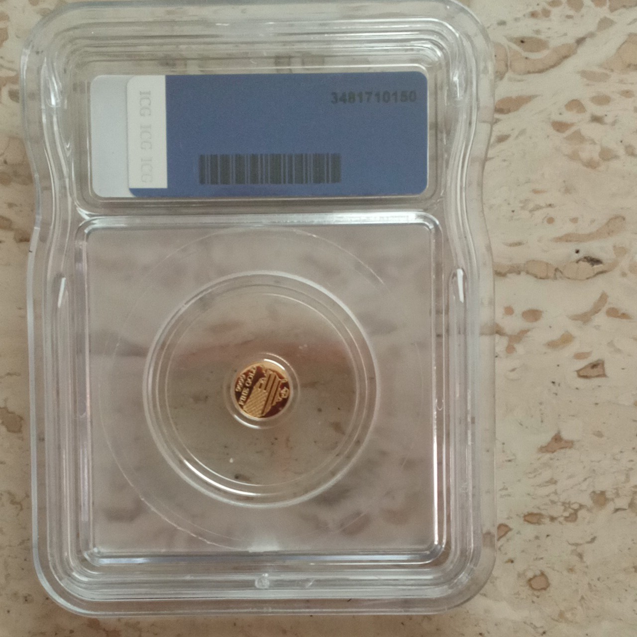 ICG MS70 Eagle Head Gold Round 1/1000 oz Slabbed Gold Round