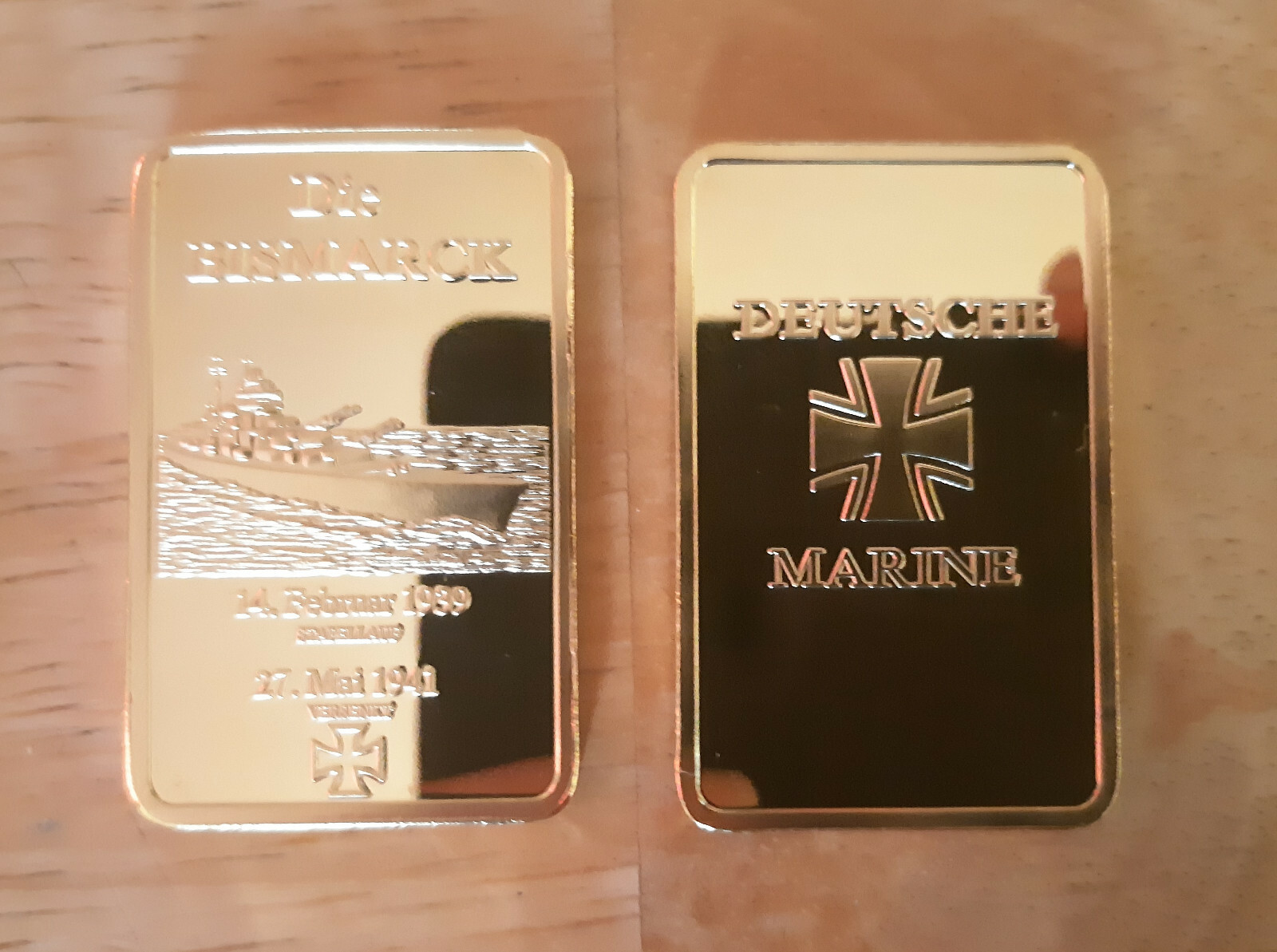 Die Bismarck Gold Plated Bar Collectors Item Brand NEW MINT Condition