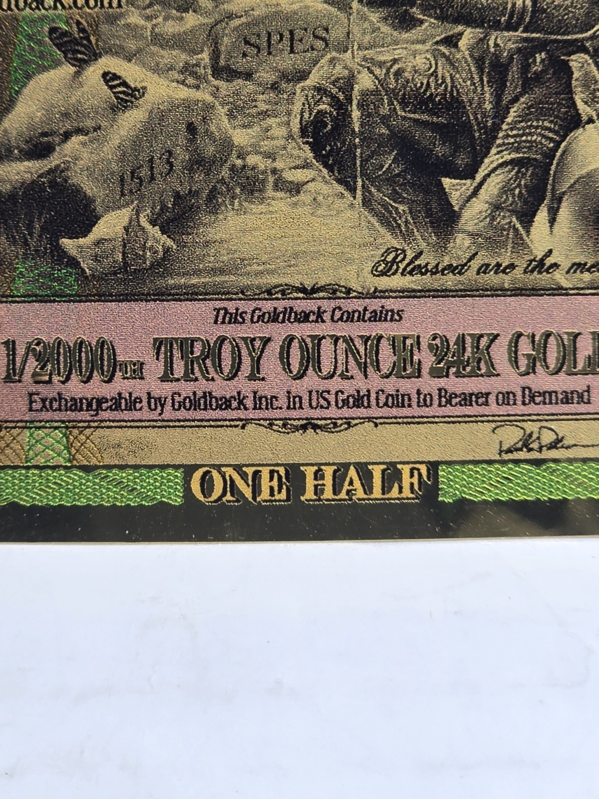 2025 1/2 Florida Goldback Gold Note 1/2000th Troy Oz 24K Gold