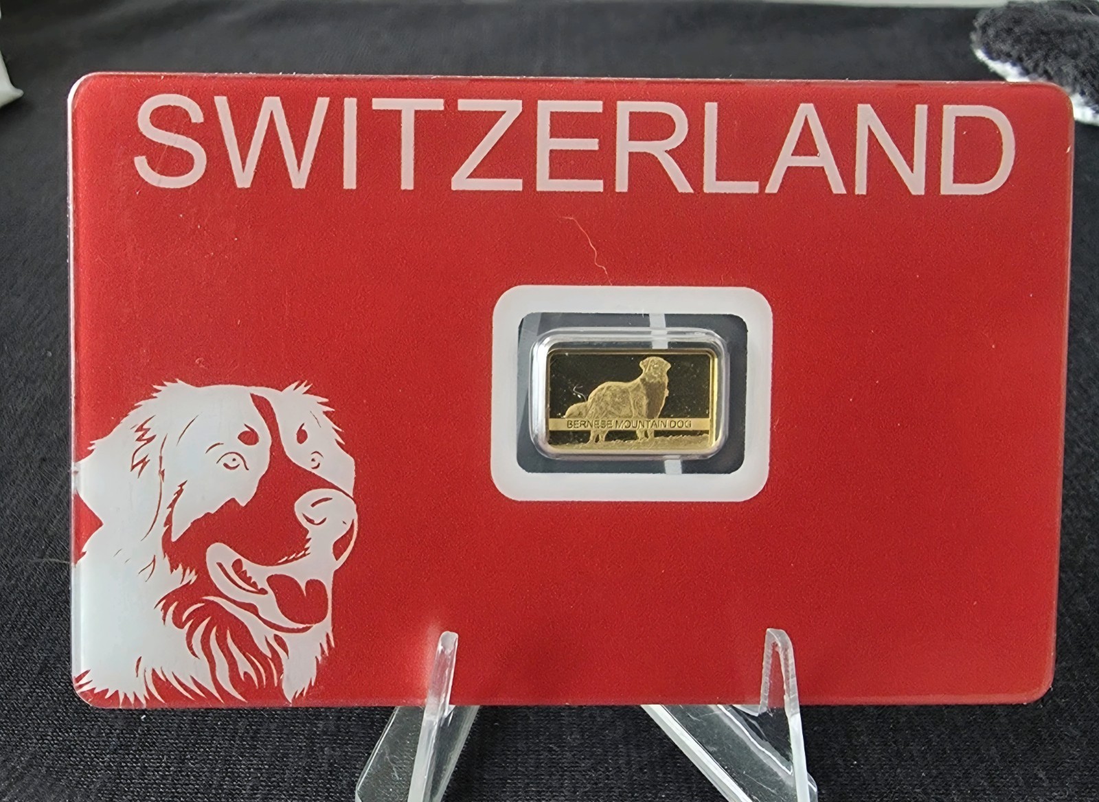 PAMP Suisse Bernese Mountain Dog 1g Gold Bar Red Series Switzerland Goldbarren