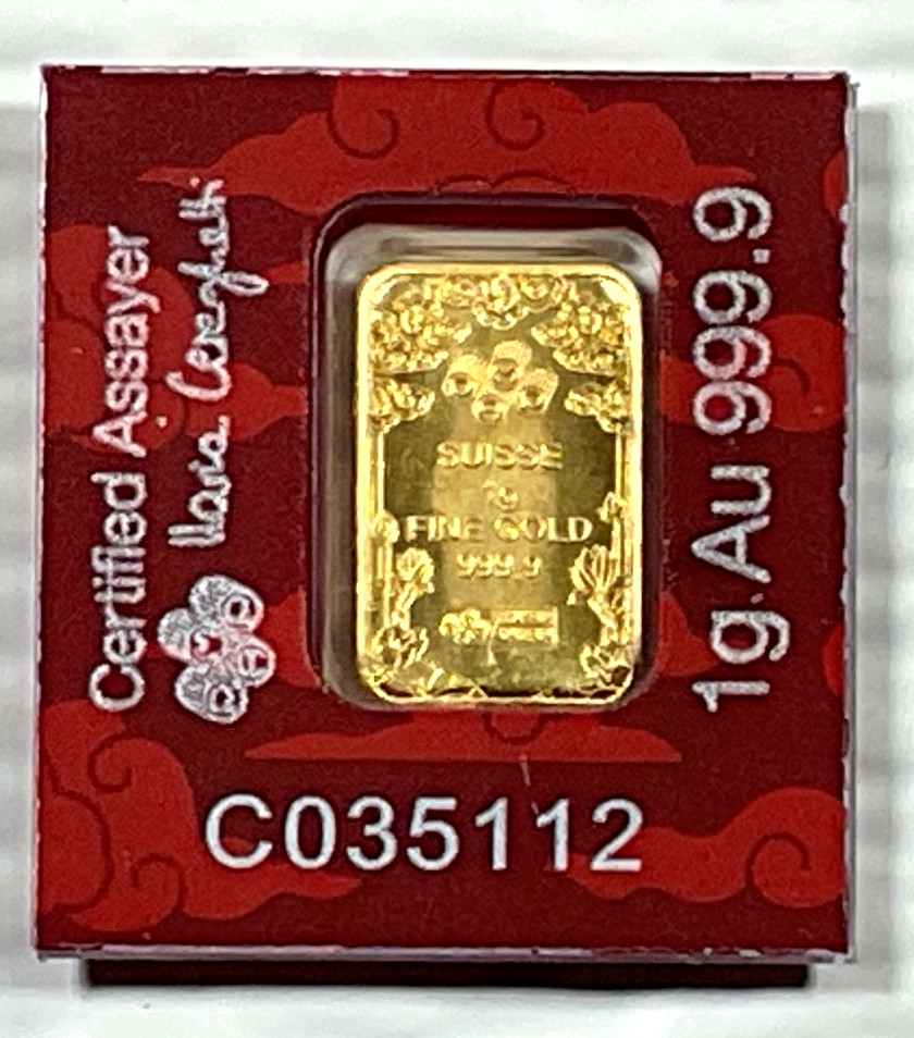 PAMP Suisse Good Luck Dragon 1 Gram .9999 Gold Bar Multigram Year Of The Dragon