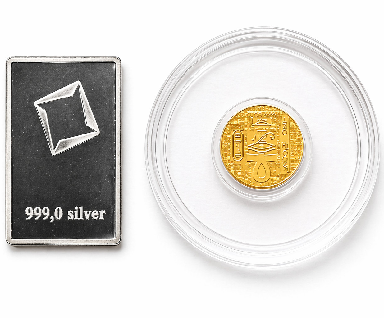 🪲 1/200 oz .9999 Pure Gold Egyptian Scarab Round + Valcambi Silver Bar ✨